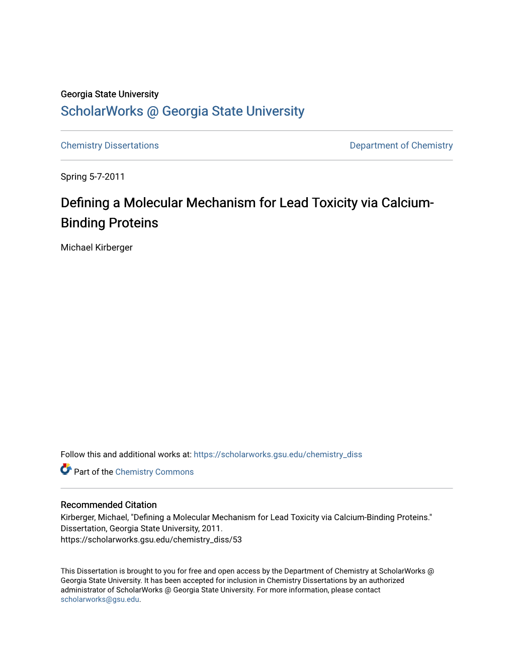 Defining a Molecular Mechanism for Lead Toxicity Via Calcium-Binding