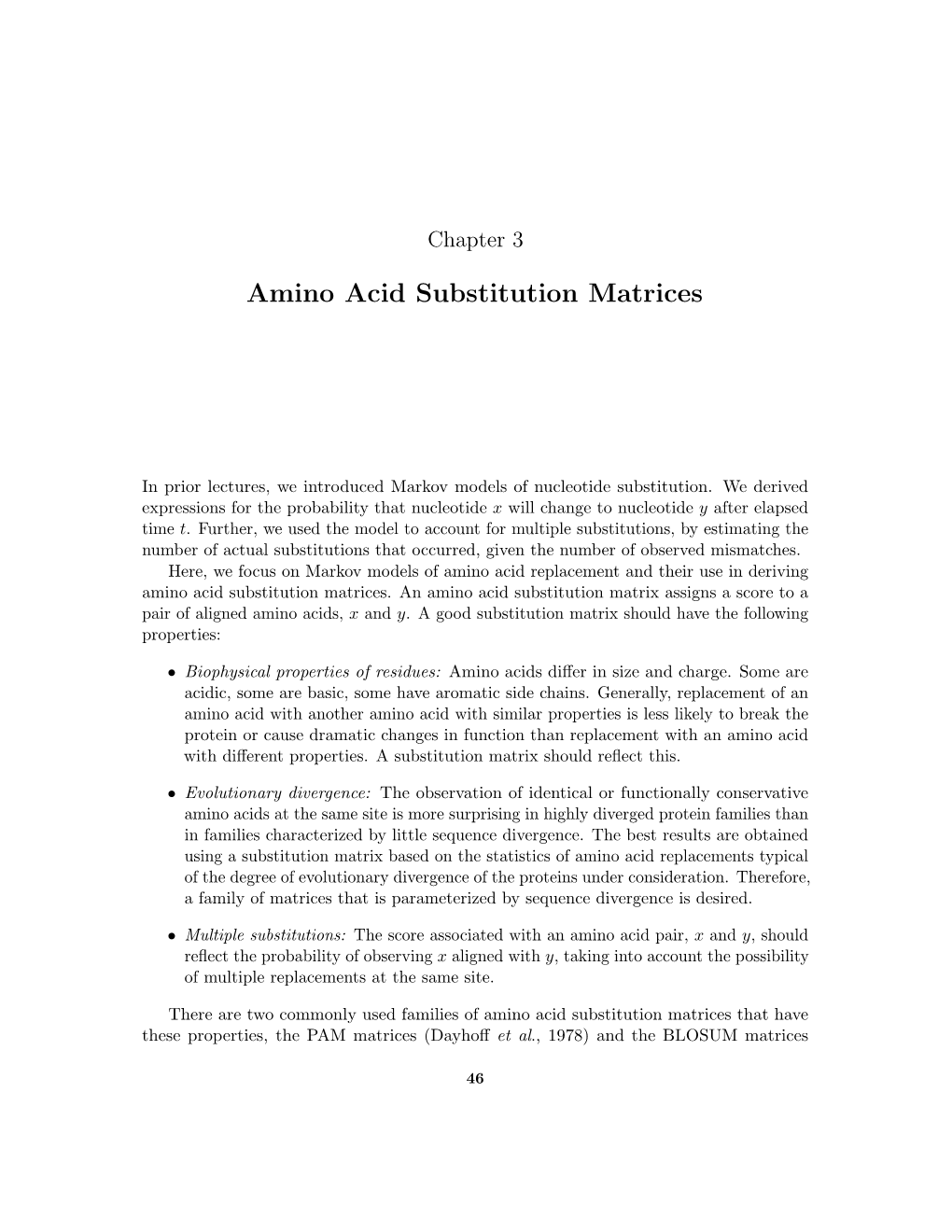 Amino Acid Substitution Matrices