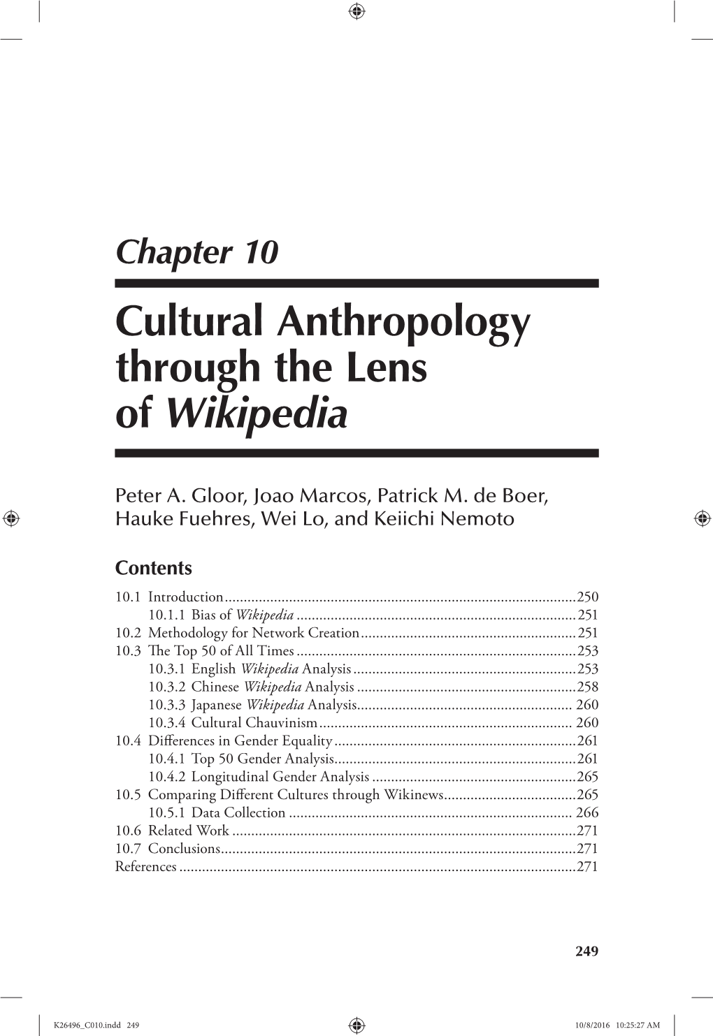 Cultural Anthropology Through the Lens of Wikipedia