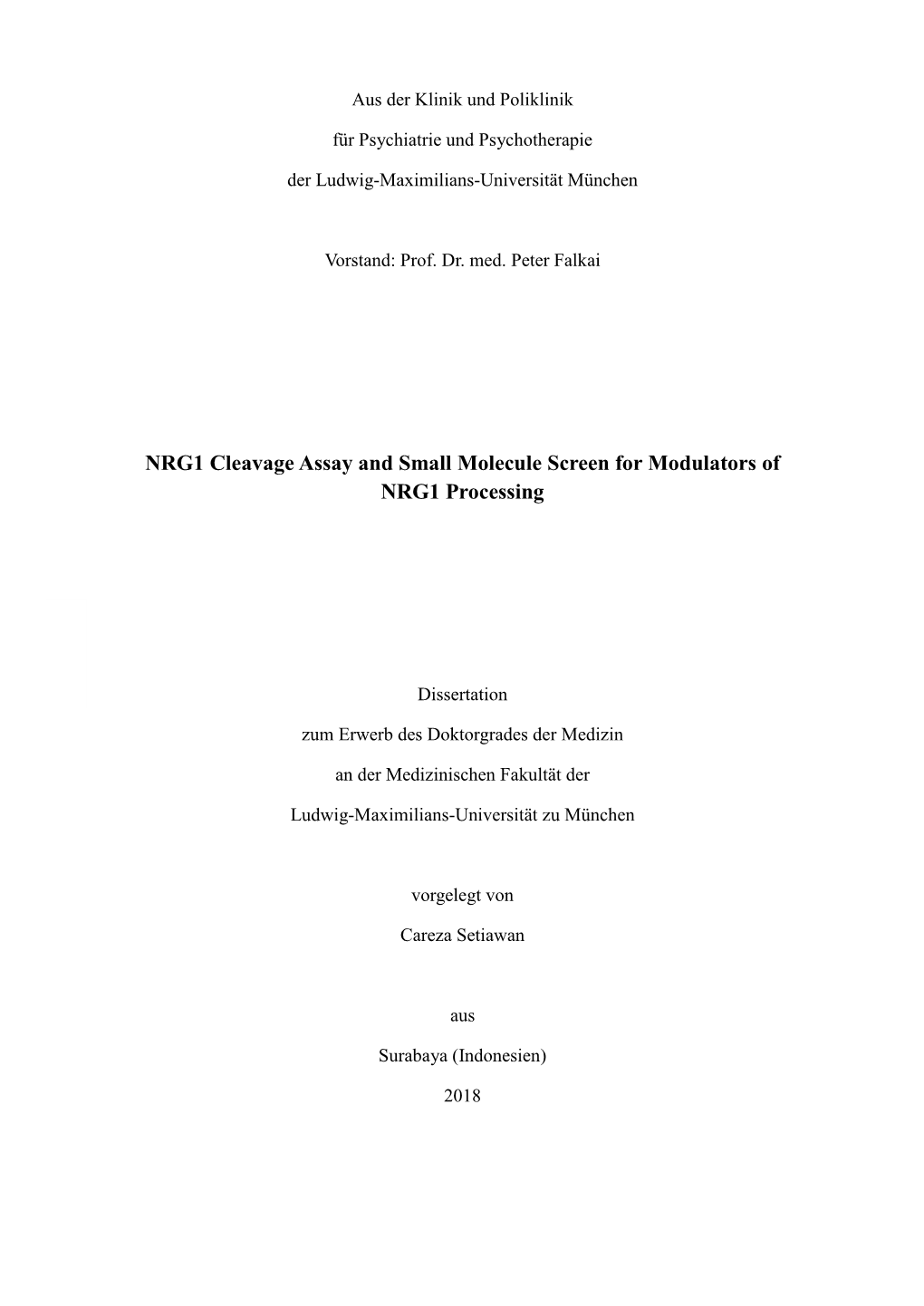 NRG1 Cleavage Assay and Small Molecule Screen for Modulators of NRG1 Processing