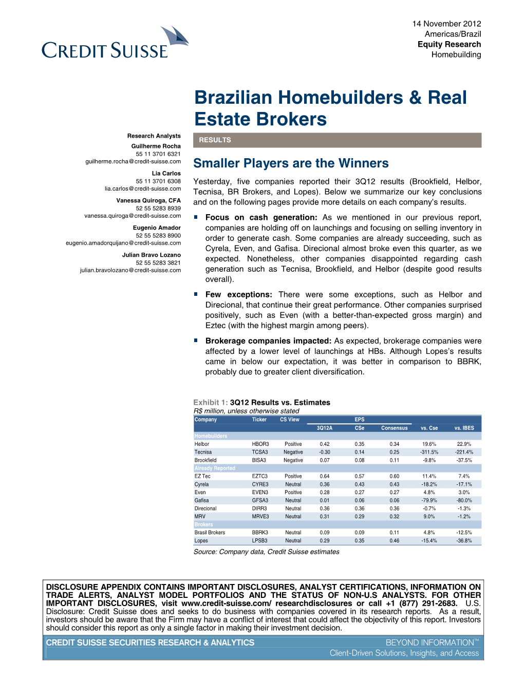 Brazilian Homebuilders & Real Estate Brokers