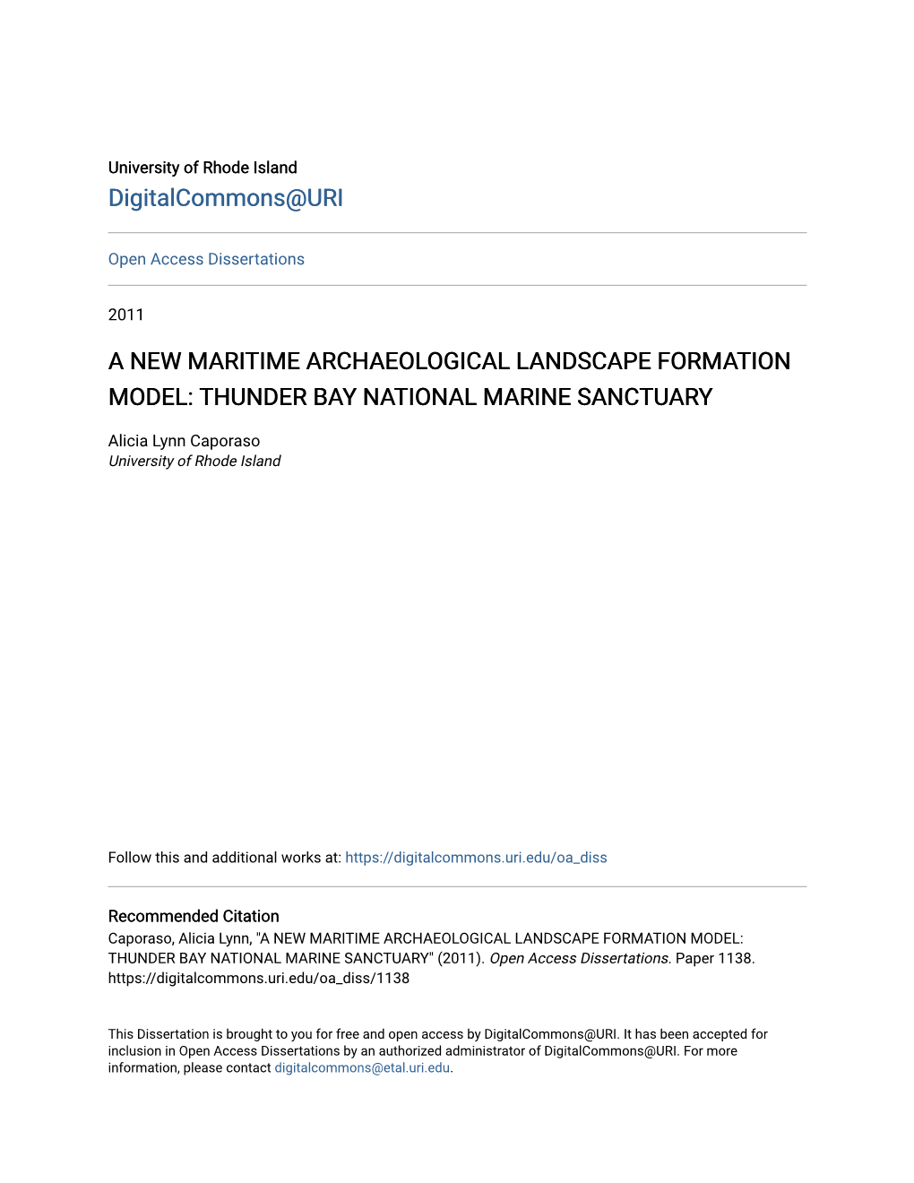 A New Maritime Archaeological Landscape Formation Model: Thunder Bay National Marine Sanctuary