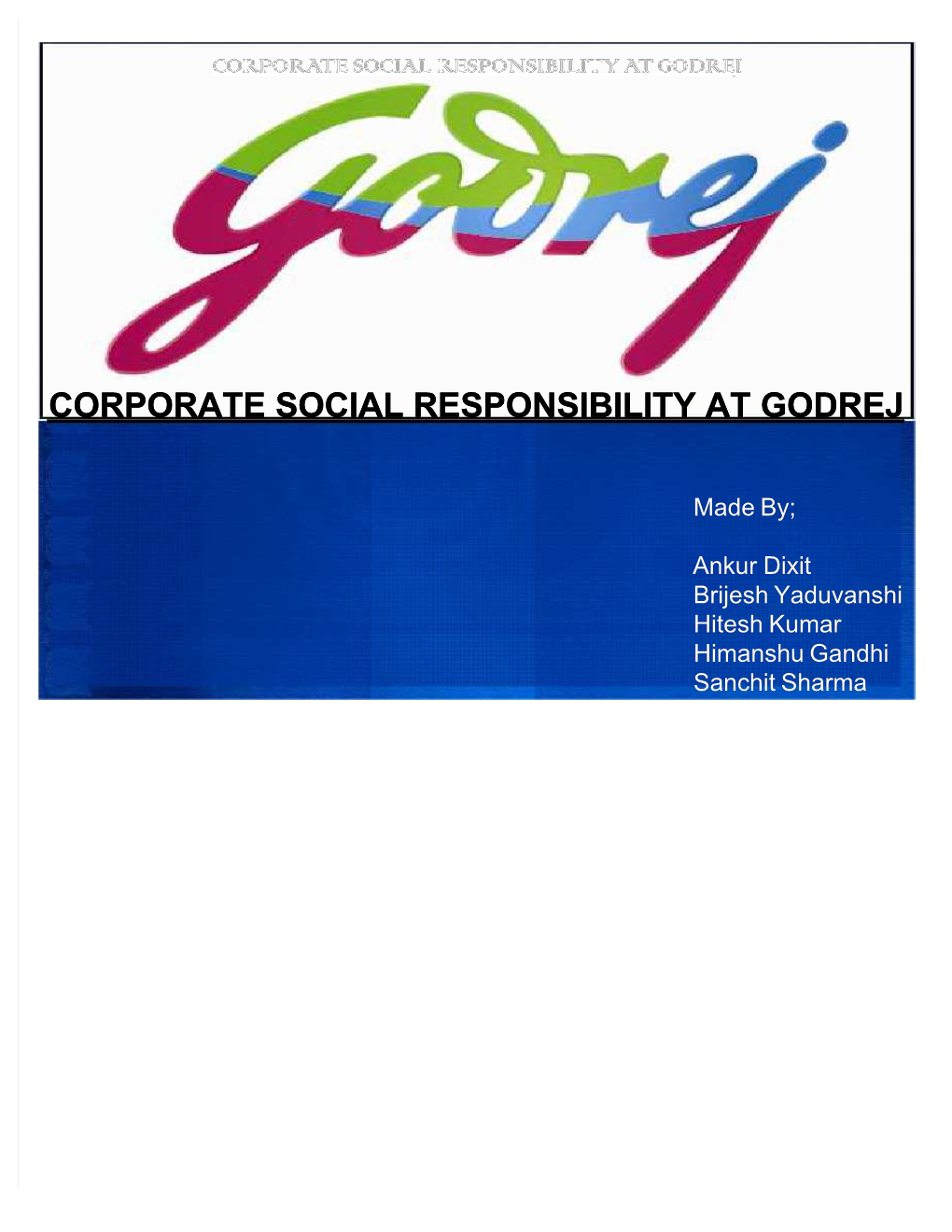 Corporate Social Responsibility at Godrej