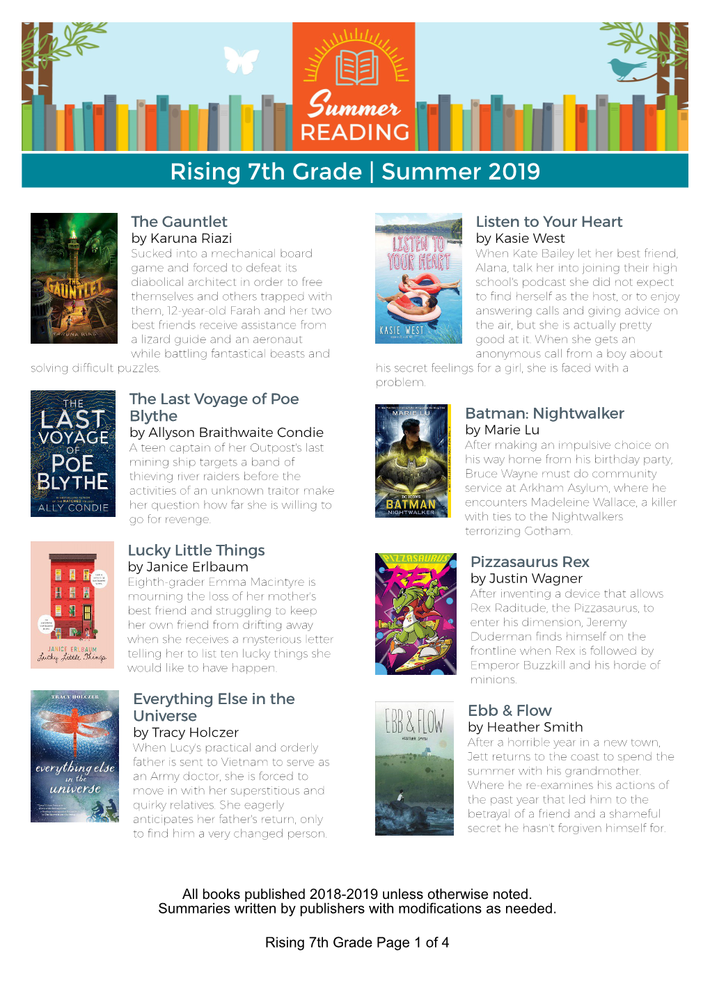 Rising 7Th Grade | Summer 2019