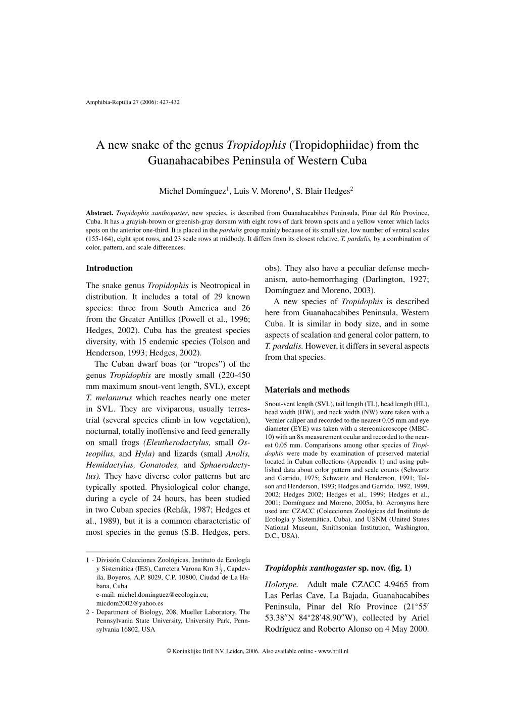 A New Snake of the Genus Tropidophis (Tropidophiidae) from the Guanahacabibes Peninsula of Western Cuba