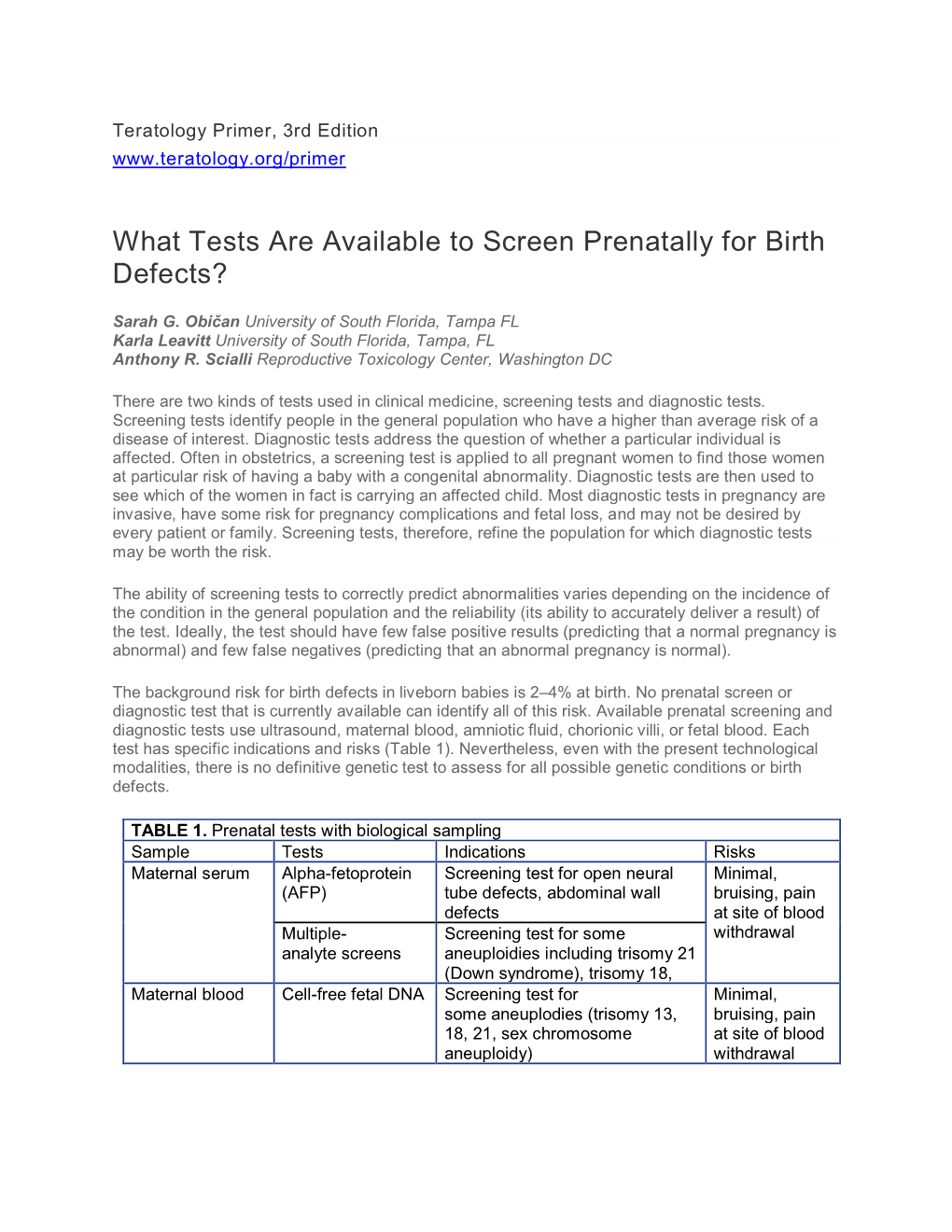 What Tests Are Available to Screen Prenatally for Birth Defects?