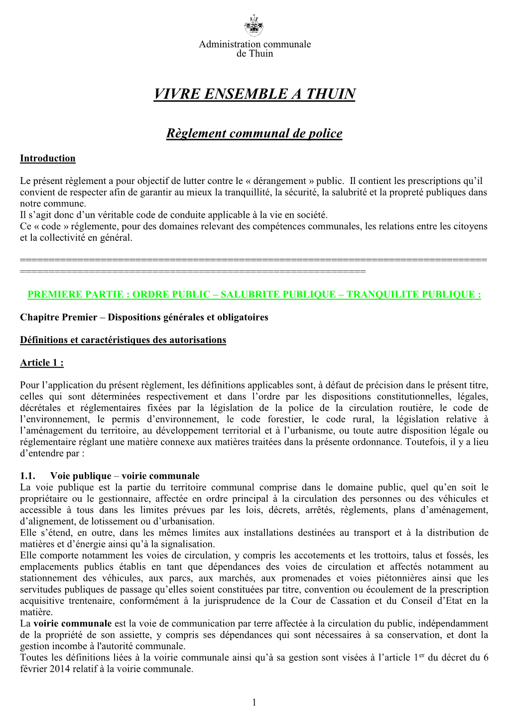 Règlement Général De Police (RGP)