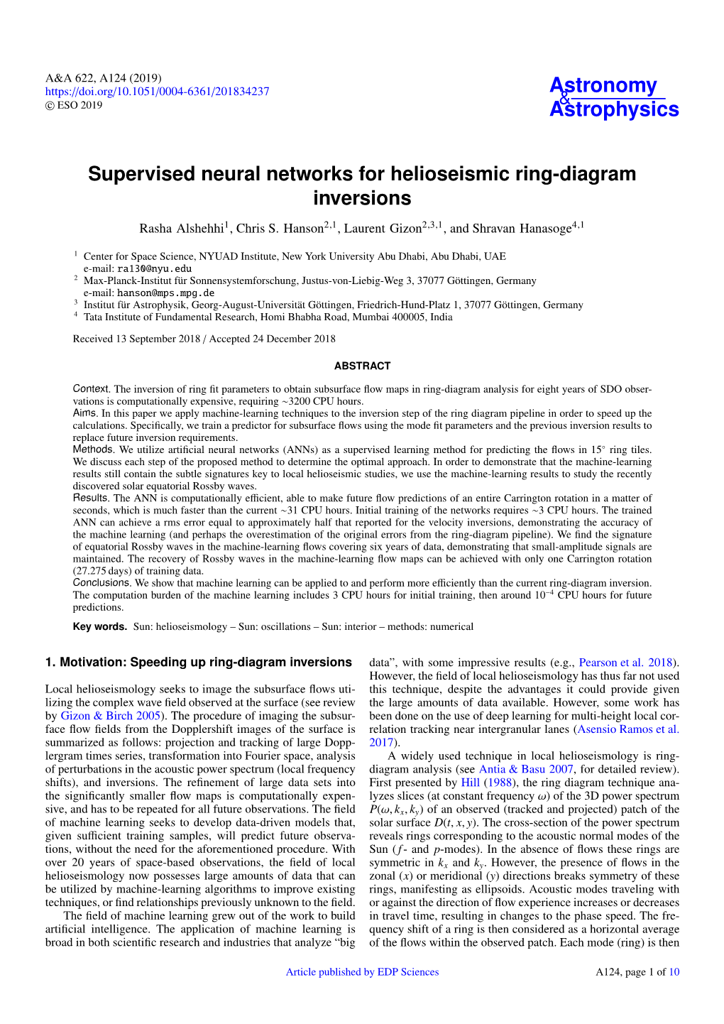 Supervised Neural Networks for Helioseismic Ring-Diagram Inversions