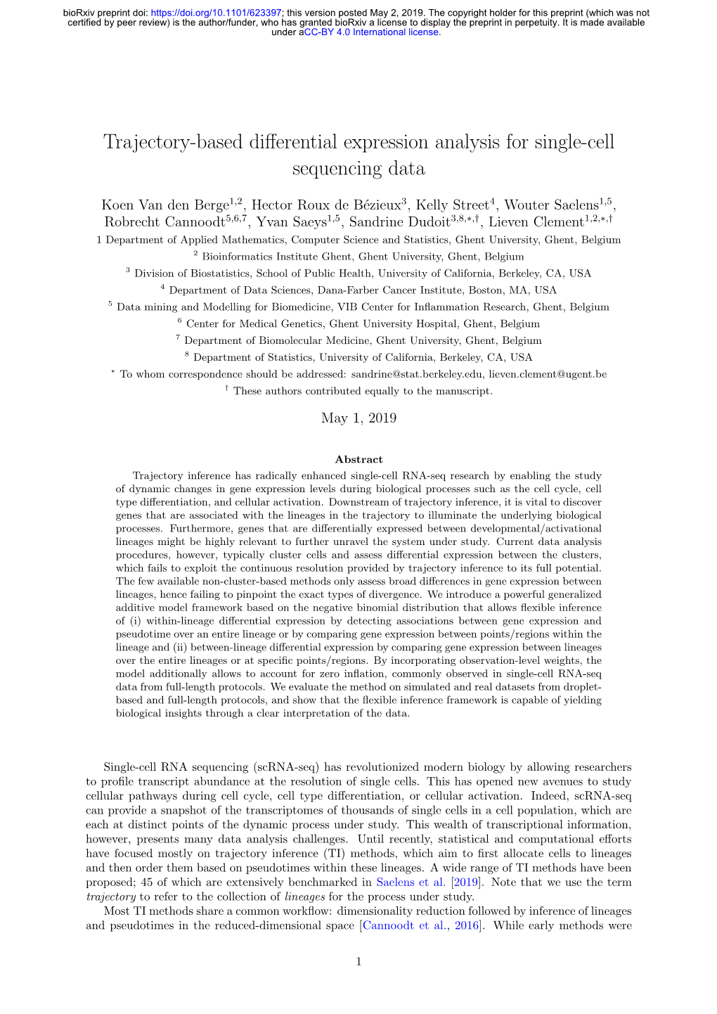 Trajectory-Based Differential Expression Analysis for Single-Cell