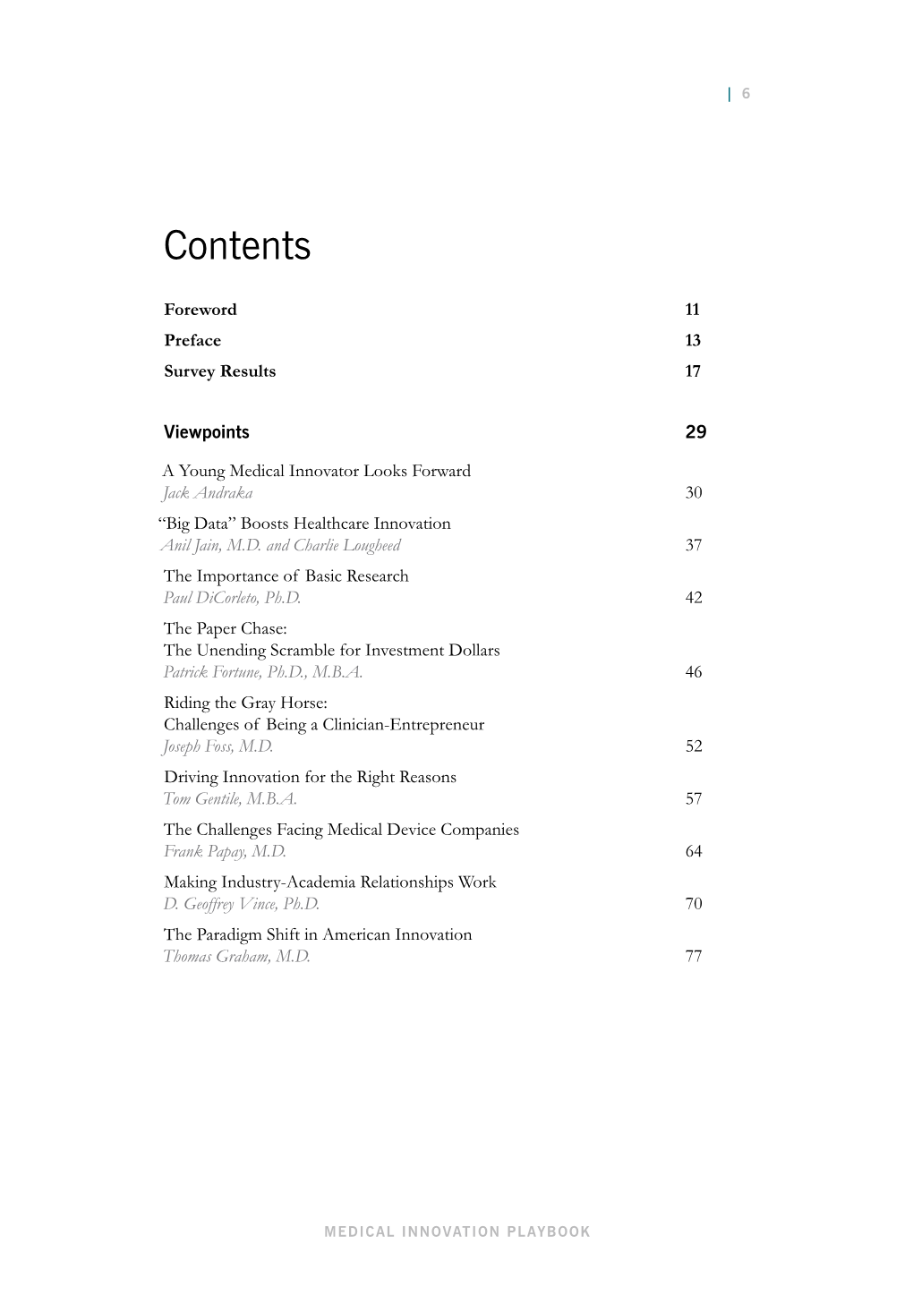 Complete Table of Contents