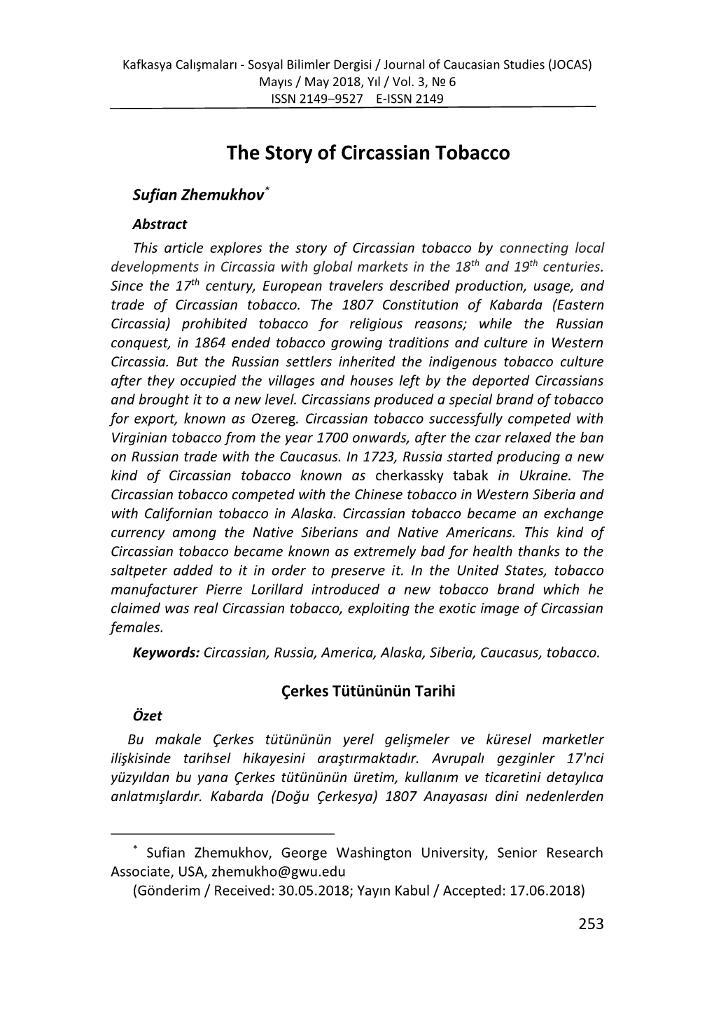 The Story of Circassian Tobacco