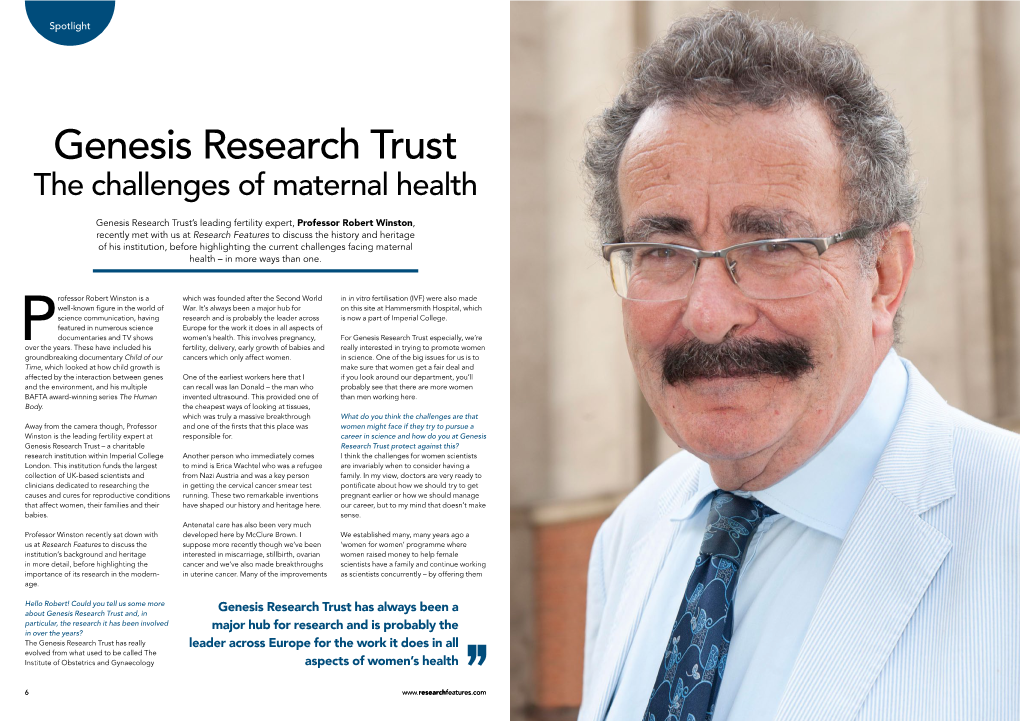 Genesis Research Trust the Challenges of Maternal Health