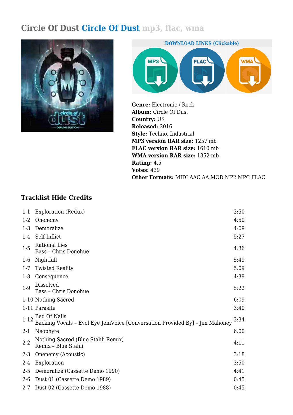 Circle of Dust Circle of Dust Mp3, Flac, Wma