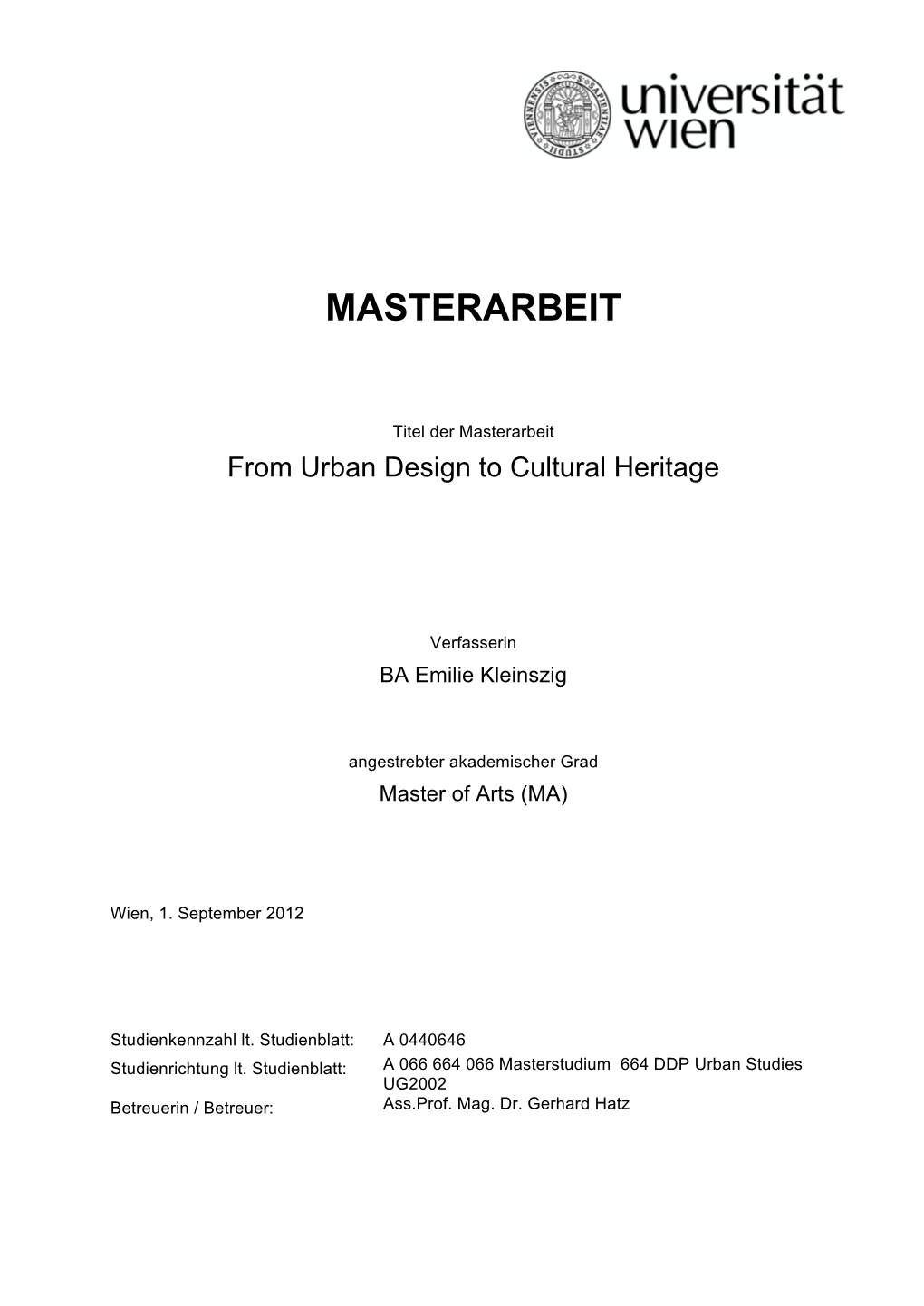 From Urban Design to Cultural Heritage