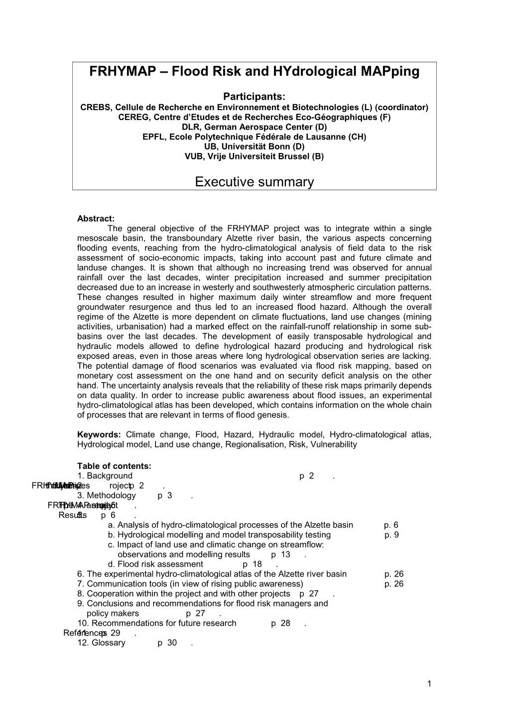 Flood Risk and Hydrological Mapping Executive Summary