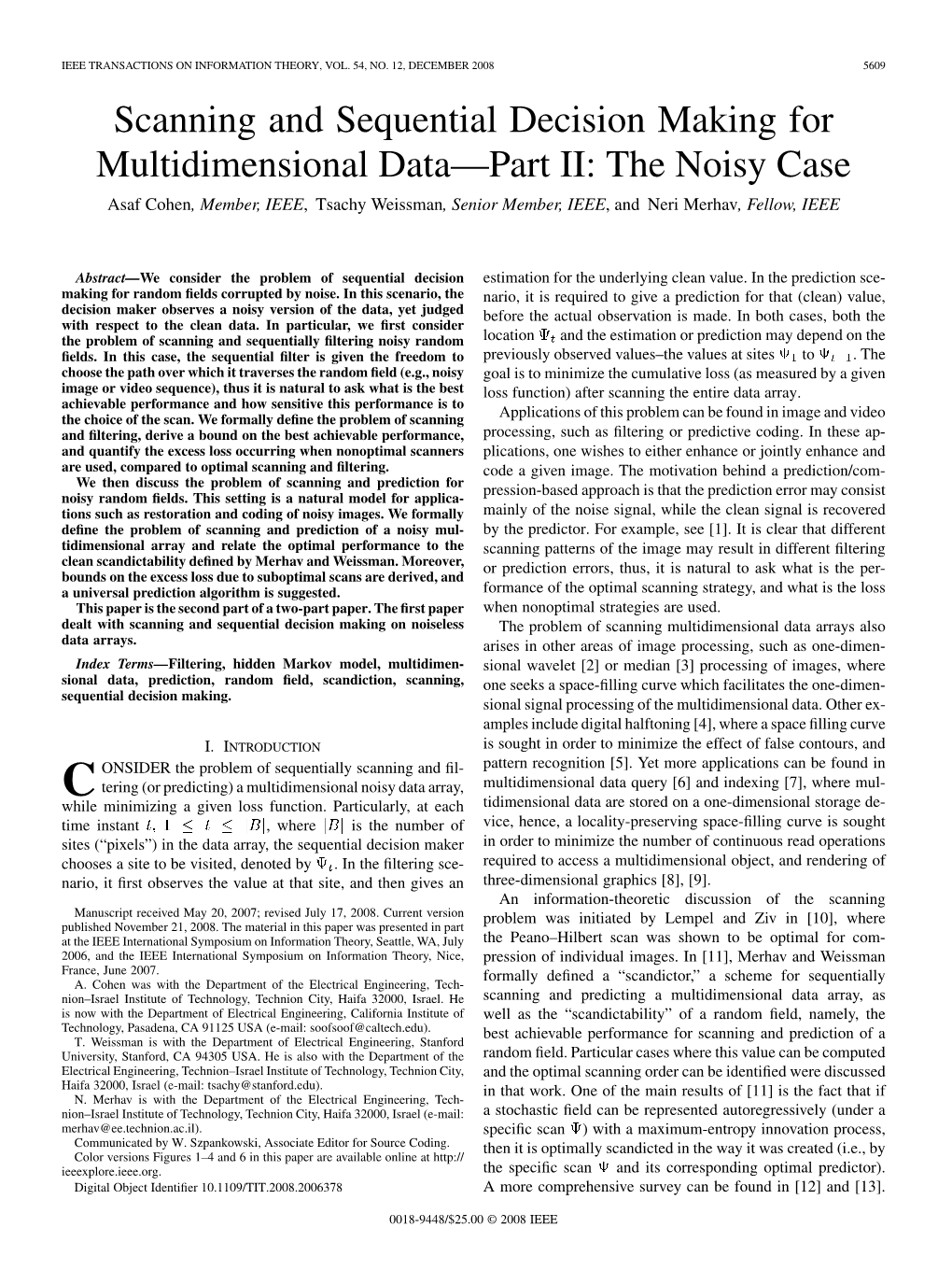 Scanning and Sequential Decision Making for Multidimensional Data