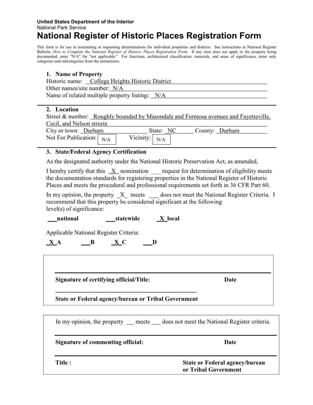 National Register of Historic Places Registration Form