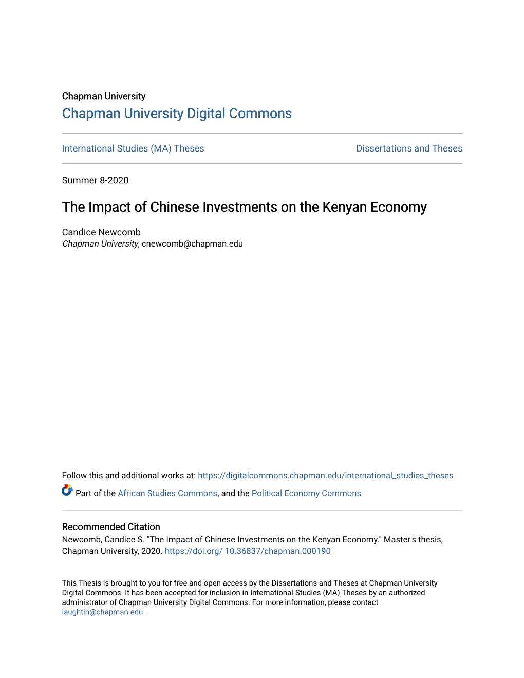 The Impact of Chinese Investments on the Kenyan Economy