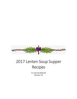 2017 Lenten Soup Supper Recipes