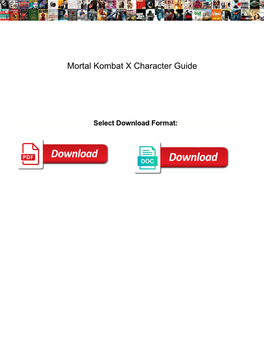 Mortal Kombat X Character Guide