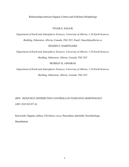 Relationships Between Organic Carbon and Fodichnia Morphology