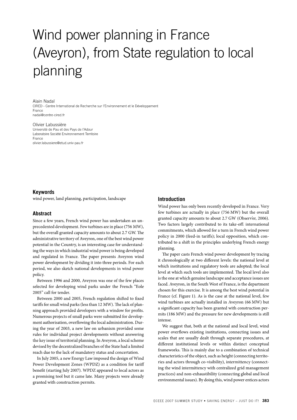 Wind Power Planning in France (Aveyron)