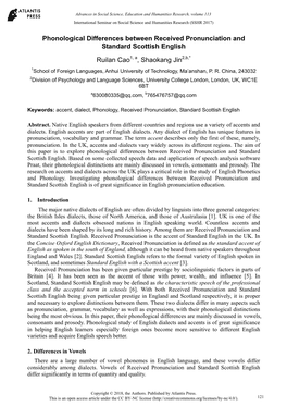 Phonological Differences Between Received Pronunciation and Standard Scottish English