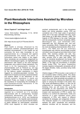 Plant-Nematode Interactions Assisted by Microbes in the Rhizosphere