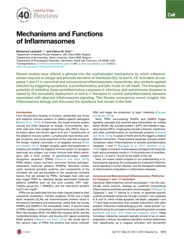 Mechanisms and Functions of Inflammasomes