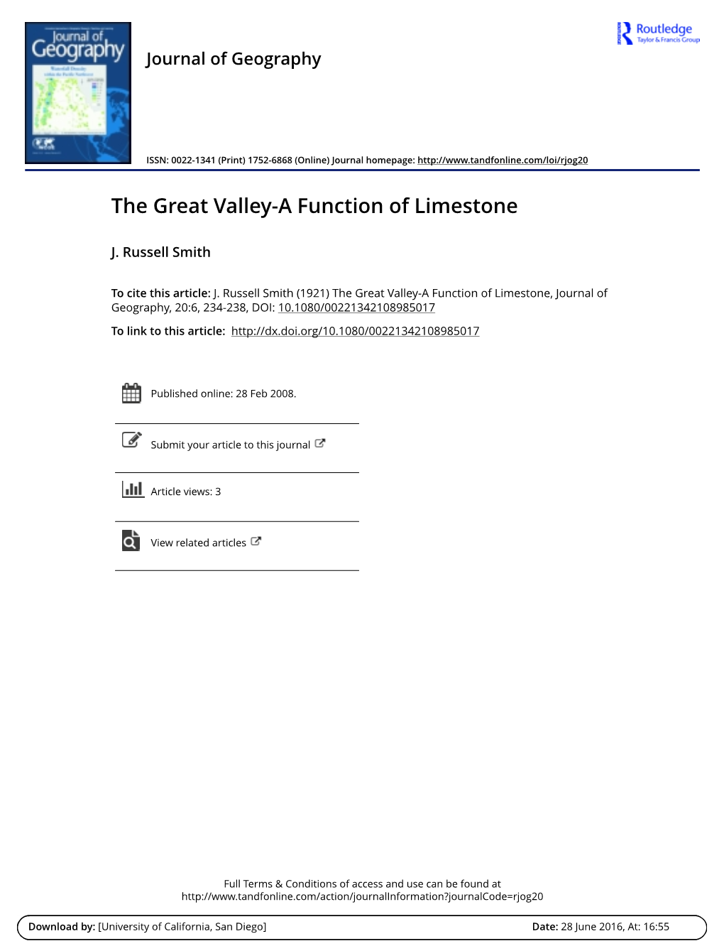 The Great Valley-A Function of Limestone