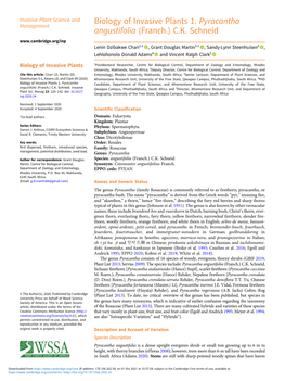 Biology of Invasive Plants 1. Pyracantha Angustifolia (Franch.) C.K. Schneid