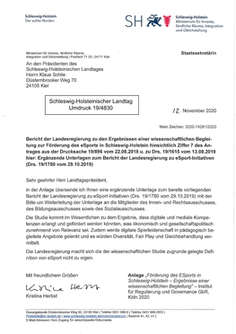 Schleswig-Holsteinischer Landtag Umdruck 19/4830 KÖLNER STUDIEN ZUM SPORTRECHT