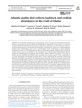 Atlantic Puffin Diet Reflects Haddock and Redfish Abundance in the Gulf of Maine