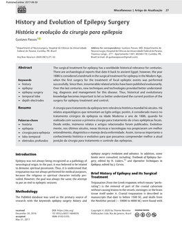 History and Evolution of Epilepsy Surgery Históriaeevoluçãodacirurgiaparaepilepsia Gustavo Passos1