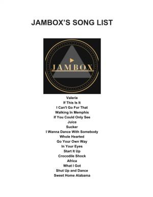 Jambox's Song List