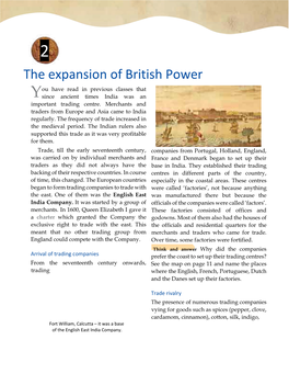 The Expansion of British Power Ou Have Read in Previous Classes That Y Since Ancient Times India Was an Important Trading Centre