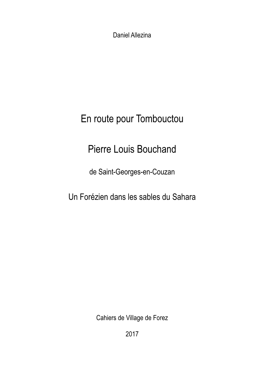 En Route Pour Tombouctou Pierre Louis Bouchand