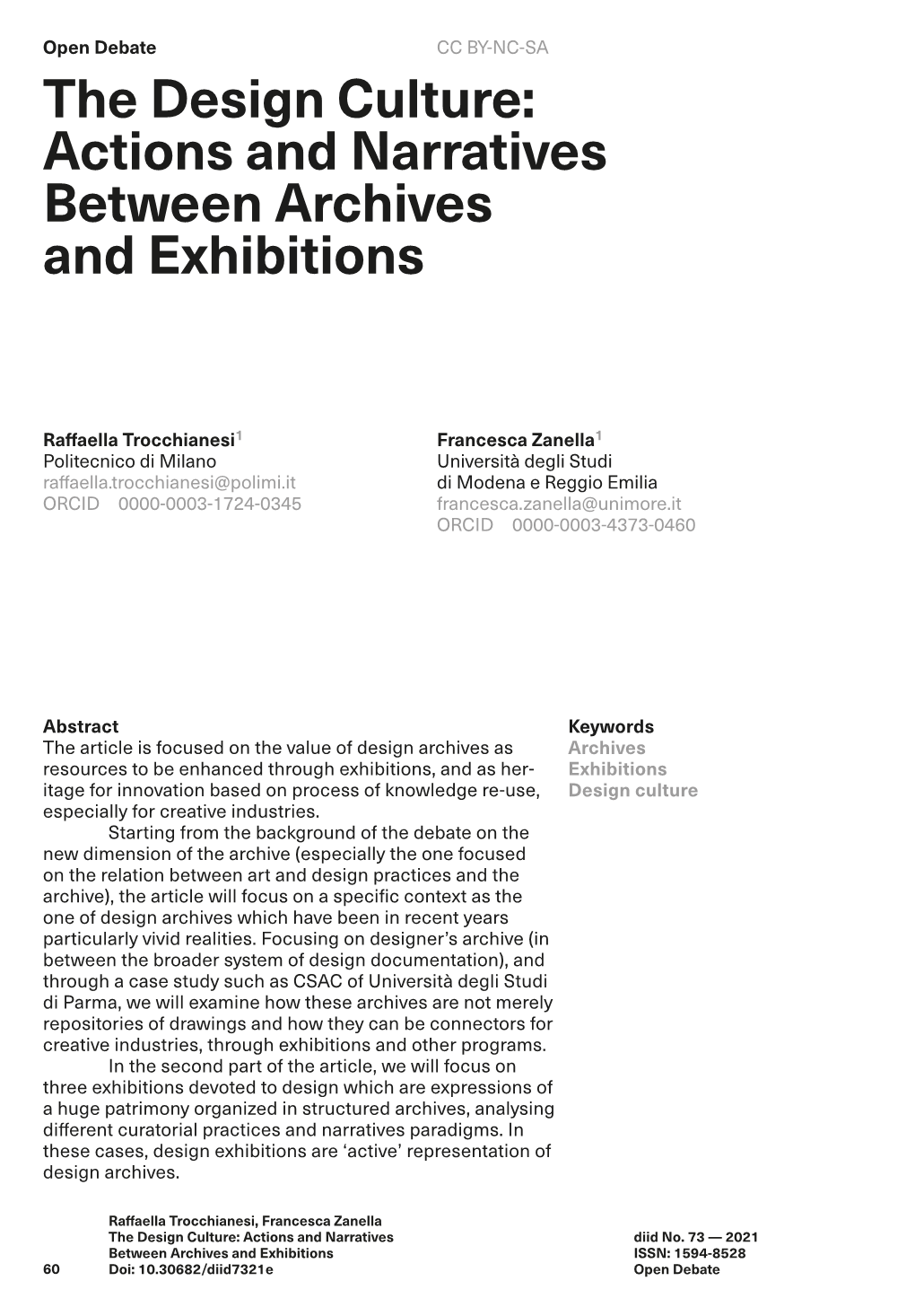 Actions and Narratives Between Archives and Exhibitions