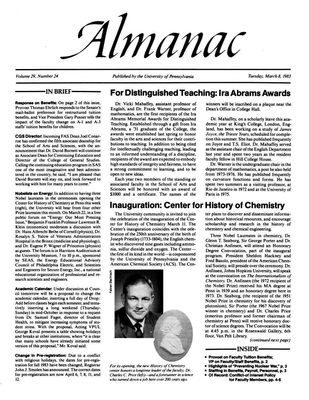 Almanac, 03/08/83, Vol. 29, No. 24