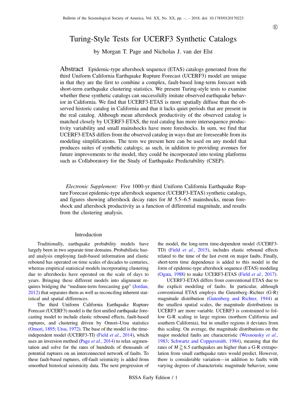 Turing-Style Tests for UCERF3 Synthetic Catalogs by Morgan T