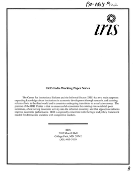 IRIS India Working Paper Series