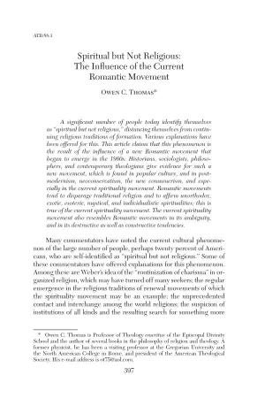 Spiritual but Not Religious: the Influence of the Current Romantic