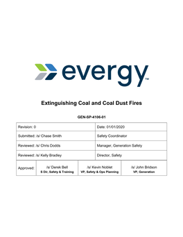 GEN-SP-4106-01: Extinguishing Coal and Coal Dust Fires