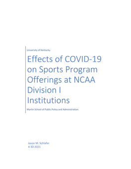 Effects of COVID-19 on Sports Program Offerings at NCAA Division I Institutions