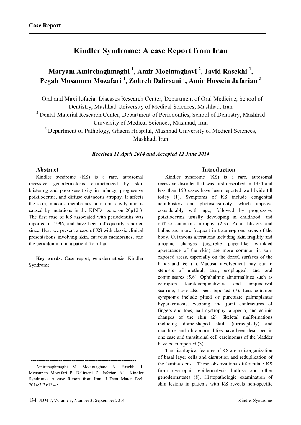 Kindler Syndrome: a Case Report from Iran