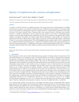 Sparsity of Weighted Networks: Measures and Applications