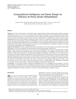 Computational Intelligence and Game Design for Effective At-Home Stroke Rehabilitation