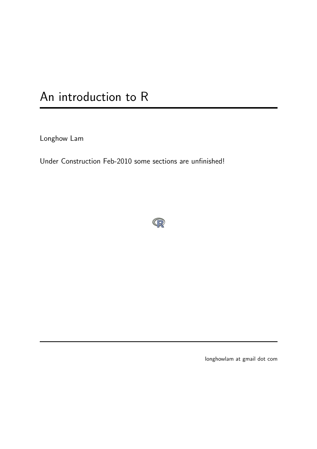 An Introduction to R