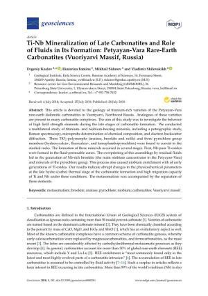 Petyayan-Vara Rare-Earth Carbonatites (Vuoriyarvi Massif, Russia)