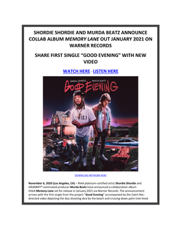 Shordie Shordie and Murda Beatz Announce Collab Album with New